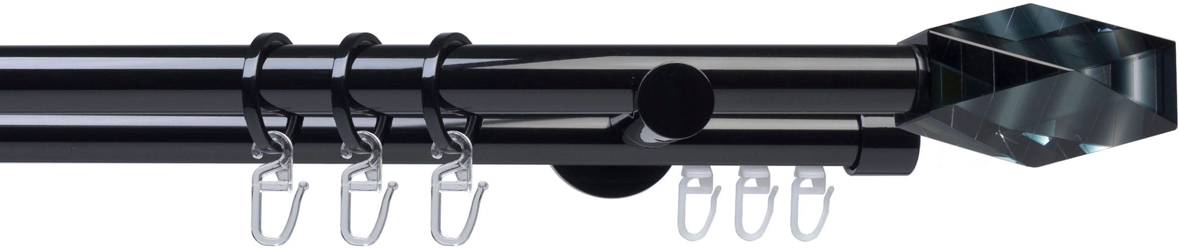 Gardinenstange LIEDECO "Fertigstilgarnitur 20 mm Piano Montreal" Gr. 4, schwarz, L:240cm Ø:20mm, Eisen, Gardinenstangen, Gardinenstange Komplett Image