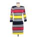 French Connection Casual Dress - Sweater Dress: Blue Color Block Dresses - Women's Size 8