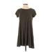 Z Supply Casual Dress - A-Line Crew Neck Short sleeves: Brown Solid Dresses - Women's Size Small