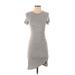 Alya Casual Dress - Bodycon Crew Neck Short sleeves: Gray Print Dresses - Women's Size Small