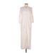 LAETITIA BY TATIANA ROBLES Casual Dress - Shirtdress Collared 3/4 sleeves: Ivory Print Dresses - Women's Size Medium