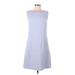 Lafayette 148 New York Casual Dress - A-Line Scoop Neck Sleeveless: Blue Solid Dresses - Women's Size 6