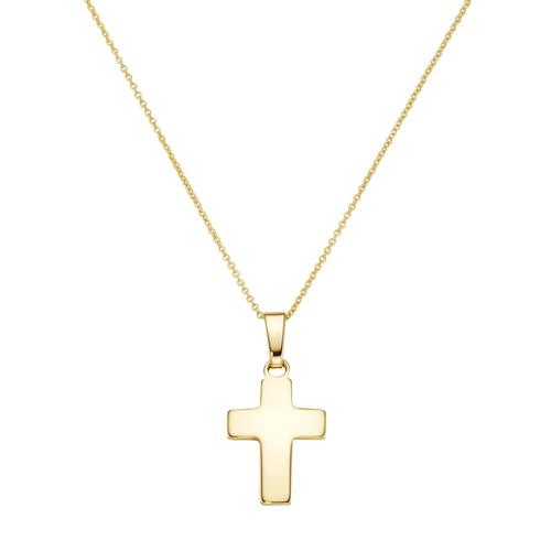 "Kreuzkette LUIGI MERANO ""Kreuz Anhänger, Gold 375"" Halsketten Gr. 45 cm, Gelbgold 375, goldfarben (gold) Damen Kreuzketten"