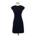 Theory Casual Dress - Sheath High Neck Short sleeves: Blue Print Dresses - Women's Size 0