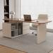 Orren Ellis 2 Piece Rectangular Manufacture wood Desk Office Sets Wood in Brown/White | 29.53 H x 70.87 W x 27.56 D in | Wayfair
