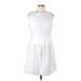 Lauren by Ralph Lauren Cocktail Dress - A-Line Crew Neck Sleeveless: White Solid Dresses - Women's Size 12