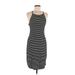 Which We Want Casual Dress - Midi: Black Stripes Dresses - Women's Size Medium