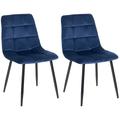 Lot 2 Chaises avec pieds en métal assise en velours Bleu