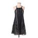 Abbeline Casual Dress - A-Line Halter Sleeveless: Black Print Dresses - Women's Size Small