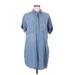 Thread & Supply Casual Dress - Shift Collared Short sleeves: Blue Print Dresses - Women's Size Medium