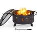 30 Inch Backyard Fire Pit Iron Brazier Wood Burning Coal with Sky Stars and Moons Pit Fire Bowl Stove for Outside Camping Patio Garden Black