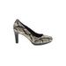 Clarks Heels: Pumps Chunky Heel Cocktail Party Ivory Snake Print Shoes - Women's Size 6 1/2 - Round Toe