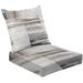 2-Piece Deep Seating Cushion Set Dyed coastal stripes Interior decorative weave texture canvas Outdoor Chair Solid Rectangle Patio Cushion Set