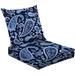2-Piece Deep Seating Cushion Set Seamless Floral Paisley Allover Print Pattern Navy Blue Illustration Outdoor Chair Solid Rectangle Patio Cushion Set