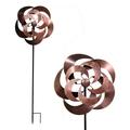 Floral Wind Spinner Bronze 36 Inch Flower Metal Lawn Garden Stake Yard Ornament Dual Direction Decorative Kinetic