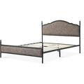 Metal Platform Bed Frame Full Size With Upholstered Headboard Footboard/Wood Slat Support/No Box Spring Needed/Easy Assembly Brown