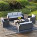 Royalcraft 8 Pieces Patio Furniture Set All Weather PE Wicker Rattan Outdoor Sectional Sofa Outdoor Sectional Sofa for Lawn Backyard Poolside Porch Garden Grey