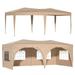 10x20 Ft Ez Pop Up Canopy Tent with 6 Removable Sidewalls & Carry Bag Folding Protable Party Tent with UV Protection Heavy Duty Gazebo for Outdoor Garden Patio 6 Sand Bags Included Beige