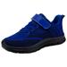 CAICJ98 Boys Girls Sneakers Fashion Autumn Children Girls Sports Shoes Flat Thick Bottom Lightweight Non Slip Lace Up Hook Loop Easy To Wear Girl Tennis Shoes Dark Blue