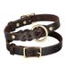 Pet Artist Braided Genuine Leather Pet Dog Collars Heavy Duty O-Ring Adjustable for Medium Large Breeds