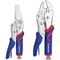 WORKPRO 2-piece Locking Pliers Set CR-V Steel Locking Pliers 7 Inch Curved Jaw Locking Plier and 6-1/2 Inch Long Nose Locking Plier Quick Release Fit for Clamping Twisting Welding
