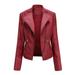 TheFound Women s Faux Leather Jackets Long Sleeve Lapel Zip Up Motorcycle Short PU Moto Biker Outwear Fitted Slim Coat