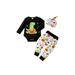 FOCUSNORM 3Pcs Newborn Baby Boy Girl Halloween Outfits Dinosaur Pumpkin Romper Tops Pants and Hat Clothes