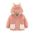 QUYUON Toddler Fleece Jacket with Hood Baby Boys Girls Full Zip up Hoodie Jackets Kids Winter Thick Warm Fleece Lined Long Sleeve Hooded Jacket Outerwear Coat Cute Ear Fall Jackets 3T-4T