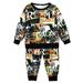 Toddler Fall Outfits For Girls Boys Spring Autumn Letter Printed Long Sleeve Top Printed Trousers Pants Two Piece Baby Winter Clothing Set Black 4