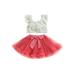 TheFound 2Pcs Toddler Baby Girls Summer Clothes Sleeveless Off Shoulder Ruffles Tassel Tops Mesh Tulle Lace Skirt Set