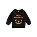 FOCUSNORM Halloween Toddler Baby Boy Girl Pumpkin Sweatshirt Crewneck Pullover Sweater Long Sleeve Shirt Fall Clothes