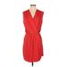 RACHEL Rachel Roy Cocktail Dress - Mini V Neck Sleeveless: Red Print Dresses - Women's Size Small