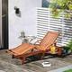 Outsunny Wooden Sun Bed Lounger with Wheels