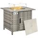 Outsunny Rattan Gas Fire Pit Table w/ Rain Cover, Windscreen