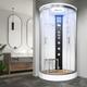 Vidalux Essence quadrant steam shower cabin with wood effect floor and seat 900 x 900