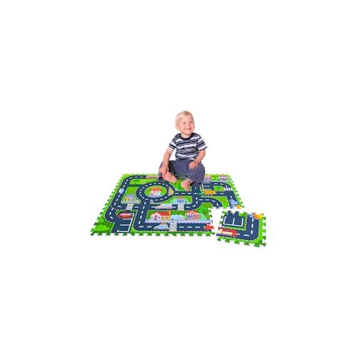 LittleTom 12 Teile Puzzlematte Straße für Kinder - 30x30 Spielstraße Puzzle Spielteppich