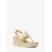 Michael Kors Aubrey Metallic Leather Wedge Sandal Gold 10