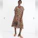 Madewell Dresses | Madewell Dolman Sleeve Ruffle Hem Midi Dress In Flower Garden | Color: Black/Yellow | Size: 4