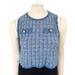 Zara Tops | New Zara Embellished Tweed Crop Top Sleeveless Sweater In Blue & Pink Sz S | Color: Blue/Pink | Size: S