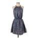 Joie Casual Dress - Mini Crew Neck Sleeveless: Blue Dresses - Women's Size 2X-Small