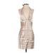 BCBGMAXAZRIA Cocktail Dress - Mini: Silver Dresses - Women's Size 8