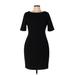 DKNY Casual Dress - Sheath Crew Neck Short sleeves: Black Print Dresses - Women's Size 12