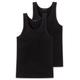 Unterhemd SCHIESSER ""Authentic"", Herren, Gr. 5 (M), N-Gr, schwarz (000, schwarz), Single Jersey, Obermaterial: 95% Baumwolle, 5% Elasthan, unifarben, casual,klassisch,basic, körpernah, tiefer Rundhals, ärmellos, Unterhemden, mit Nadelzug-Muster
