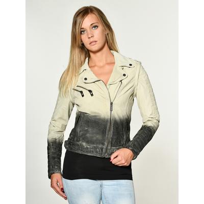 Lederjacke MAZE "Kofu", Damen, Gr. L, beige (beige, schwarz), 100% Leder, Lamm / Futter: 100% Baumwolle / Ärmelfutter: 100% Polyester, Ziersteppung, Jacken Image