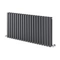 Ingarsby Horizontal Radiator Oval Panel Double Column Hallway Bathroom Radiator 600 x 1180 Anthracite