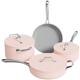 Ciarra Beyond Cookware Set Nonstick Pots and Pans Set Induction Hob Pots Set with Lid Including 24cm Dutch Oven 26cm Frying Pan 28cm Saute Pan 20cm Saucepan, Compatible with All Stovetops, Pink