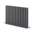 Ingarsby Horizontal Radiator Oval Panel Vertical Double Column Hallway Bathroom Radiator 600 x 820 Grey