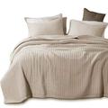 KASENTEX Quilt Mini Set-Stone Washed-Super Soft Bedspread-Light Weight-White Down Alternative Microfiber Fill-Machine Washable-Solid Colors, 2 Shams, Camel, King + 2 King