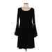 R&M Richards Casual Dress - A-Line Scoop Neck Long sleeves: Black Print Dresses - Women's Size 6