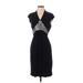 Ellen Tracy Casual Dress - Sheath V-Neck Short sleeves: Black Solid Dresses - New - Women's Size 2